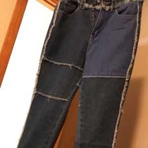 Cut and sew trim frayed pants